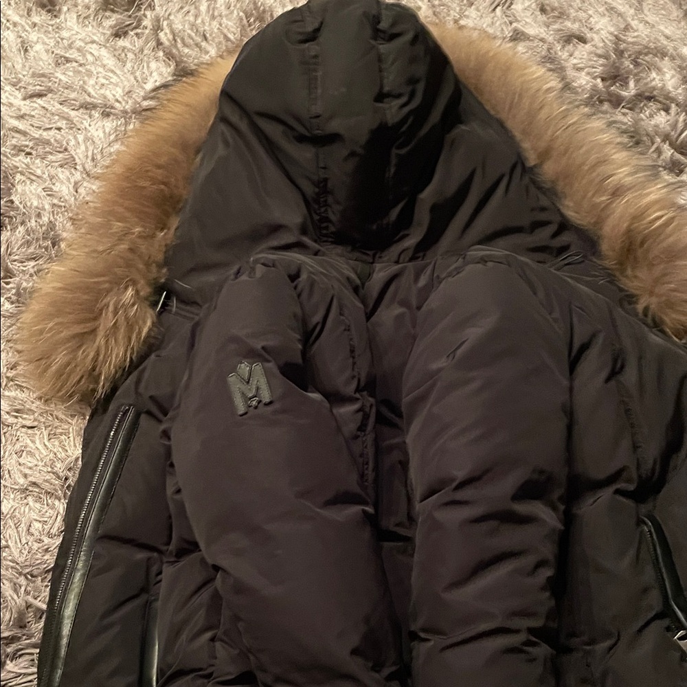 Mackage Black Puffer Jacket with Fur Trim - Picture 4 of 5